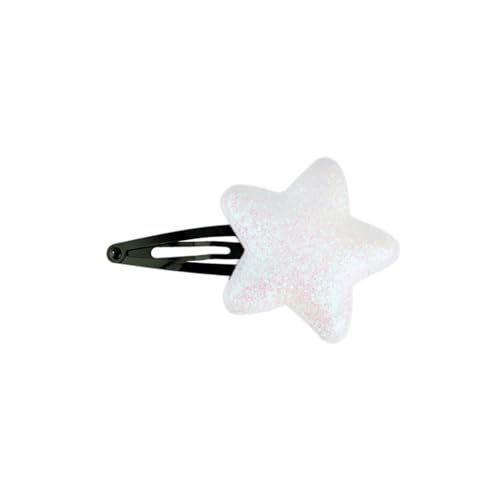 Righe e Pois - Haarspange aus Metall mit glitzerndem Stern für Mädchen - Haarspange 5 cm - Stern 4 cm - Packung mit 1 Haarspange für Mädchen (Weiß) von Righe e Pois