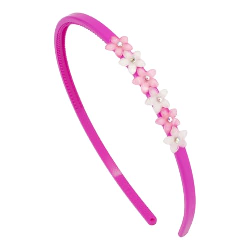Righe e Pois - Haarspange für Mädchen, Haarreif für Mädchen, 0,5 cm mit Blumen in Kristalloptik und Strass, buntes Haarband, Packung mit 1 Haarband (Fuchsia, Mädchen) von Righe e Pois