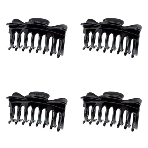 Righe e Pois Haarspangen – 4 schwarze Haarspangen à 9 cm in Rohrform – Haarspangen für Damen mit rutschfesten Krallen – Packung mit 4 Stück (schwarz) von Righe e Pois
