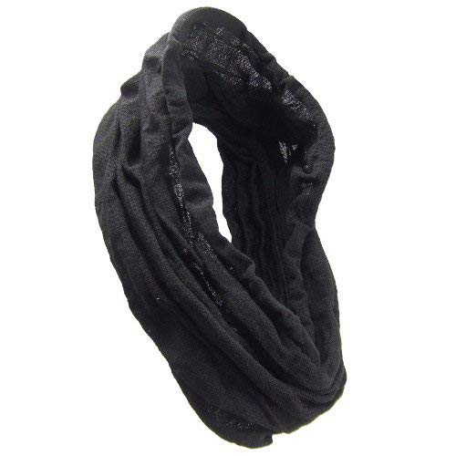 kxx-001 - Haarband Bandana Mikrofaser elastisch Breit cm 35 mit Bündchen Saum - Made in Italy - Haarbänder Farbe schwarz von Righe e Pois