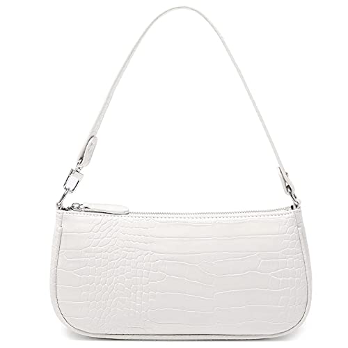 Right 20 Women's Handbag Small Shoulder Bag White Women's PU Leather Shoulder Bag Woman Vintage Shoulder Mini Handbag Clutch Purse Messenger Bag, White, Retro von Right 20