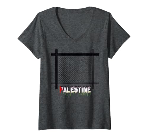 Damen Keffiyeh/Shemagh Palästina T-Shirt mit V-Ausschnitt Damen Keffiyeh/Shemagh Palästina T-Shirt mit V-Ausschnitt von Right of Return