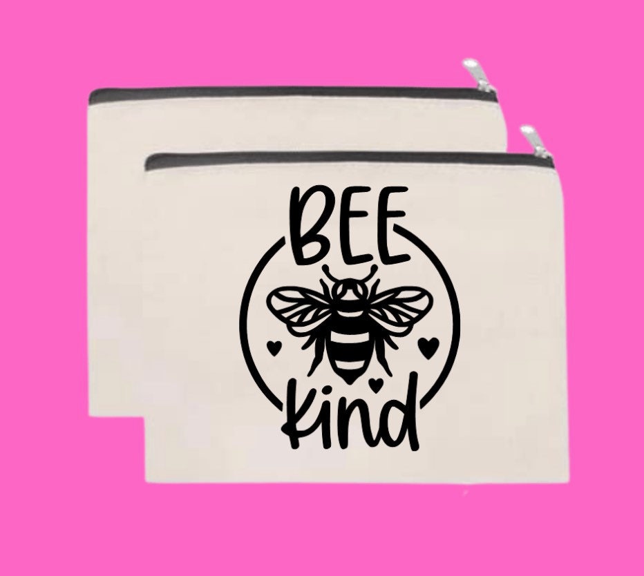Bienenkind Federmäppchen Für Kinder, Canvas Beutel Mit Reißverschluss Personalisiert Sie, Benutzerdefinierte Name Make-Up Tasche Mädchen von RightVibeApparel