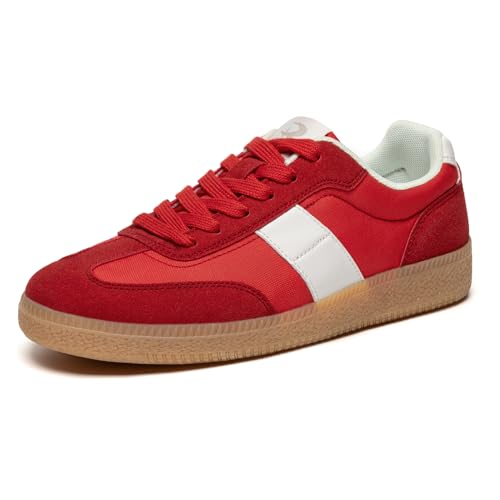 Rihero Modische Damen-Sneaker, bequeme Wanderschuhe, lässige Schnürung, rutschfeste Sneaker, Rot/Ausflug, einfarbig (Getaway Solids), 37 EU von Rihero