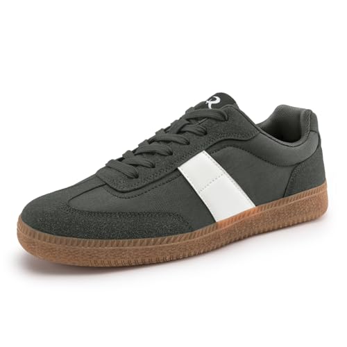 Rihero Modische Herren-Sneaker, bequeme Tennis-Wanderschuhe, Schnürschuhe, rutschfest, Freizeit-Sneaker, GRAU, 41 EU von Rihero