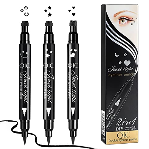 Rihsay 3 Stück Eyeliner Stempel Wasserfest Liquid Eyeliner Set Flüssiger Double Head Eyeliner Langanhaltend Make Up Set für Cosplay Maskerade Mädchen Damen Geschenk von Rihsay