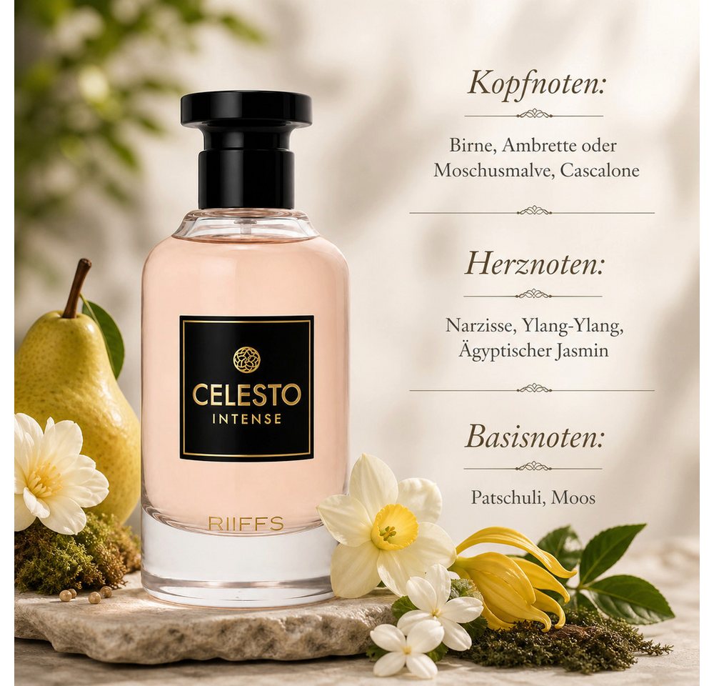 Riiffs Duft-Set CELESTO Intense Eau de Parfum 100 ml + Parfümzerstäuber (leer) Set von Riiffs