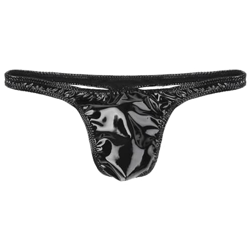 Riismen Mann Schnüre Mini String Tanga Lackiertes Leder Mit Bulge Pouch G String Unterwäsche Bikini Wäsche Sommer S XL Typ A XXL von Riismen