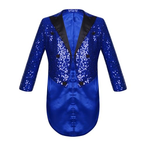 Riismen Zauberer Zirkus Kinder Kostüm Mantel Anzug Smoking Hochzeit Party Taufe Glitzer Junge Jacke Geburtstag Feier Frack Jacke 5 14 Jahre Blau 122-128 von Riismen