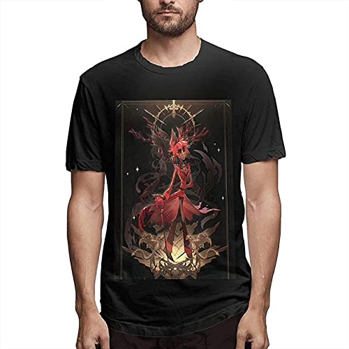 Hazbin Hotel T Shirt Mens Cotton Short Sleeve Casual Blouse Tops for Unisex Adult S Black 3XL von RikcaT