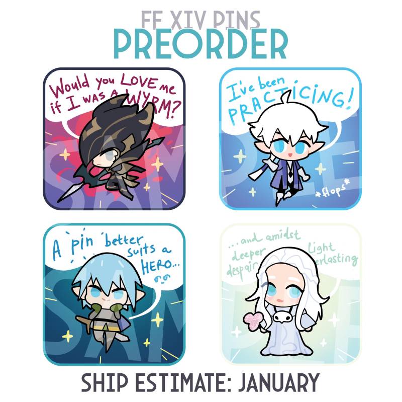 Vorbestellung Final Fantasy Emaille-stifte | Ff Xiv 3cm Estinien Alphinaud Haurchefant Venat von RikkuSpace