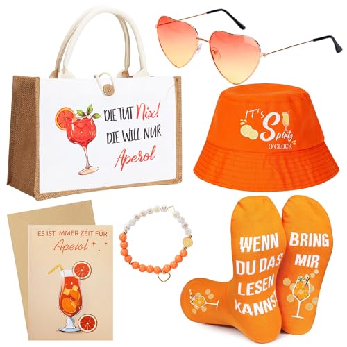 Geschenk Tasche für Aperol, Socken Damen für Aperol, Armbänder für Aperol, Geburtstagskarten für Aperol, Orange Fischerhut, Retro Brillen in Herzform Geschenk Tasche für Aperol, Socken Damen für Aperol, Armbänder für Aperol, Geburtstagskarten für Aperol, Orange Fischerhut, Retro Brillen in Herzform von Rilcn