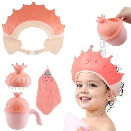 Kinder-Duschhaube und Badewannenspülbecher-Set, verstellbarer Haarwaschschutz für Kleinkinder und Babys von 6 Monaten bis 9 Jahren, Ohren- und Augenschutz Kinder-Duschhaube und Badewannenspülbecher-Set, verstellbarer Haarwaschschutz für Kleinkinder und Babys von 6 Monaten bis 9 Jahren, Ohren- und Augenschutz von Rilcn