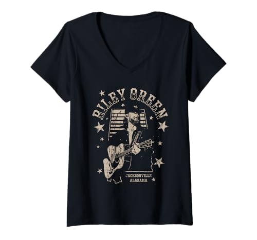 Damen Riley Green Jacksonville Alabama Country Music Artist T-Shirt mit V-Ausschnitt Damen Riley Green Jacksonville Alabama Country Music Artist T-Shirt mit V-Ausschnitt von Riley Green