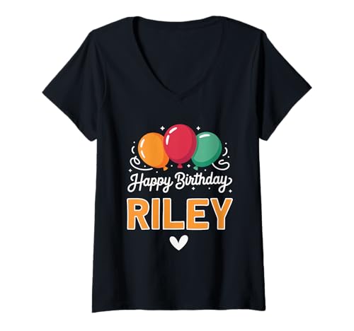 Damen Alles Gute zum Geburtstag Spruch Riley T-Shirt mit V-Ausschnitt Damen Alles Gute zum Geburtstag Spruch Riley T-Shirt mit V-Ausschnitt von Riley Name Spruch für Geburtstag