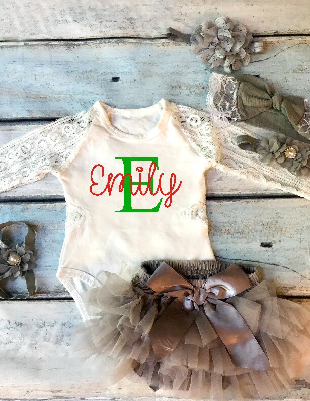 Personalisiertes Mädchen-Weihnachtsoutfit | Baby-Mädchen-Outfits Für Das 1. Weihnachtsfest Kleinkind-Mädchen-Kleidung Kleinkindkleidung Mädchen von RileyGraceFashion