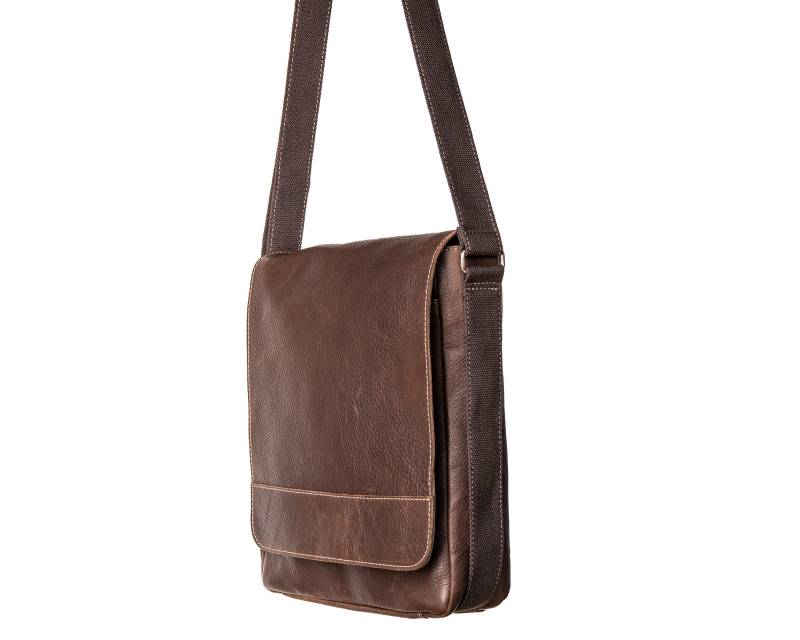 Braune Leder Messenger Bag, Braun Mit Tan Stitching Crossbody Bag - The Austin von Rimanchik