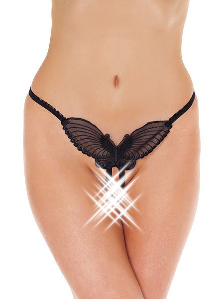 Ouvert-Tanga: Butterfly, schwarz (One Size) von Rimba