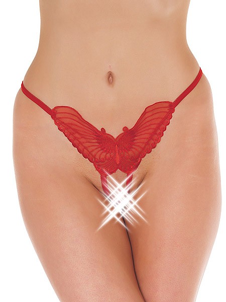 Ouvert-Tanga: Schmetterling, rot (One Size) von Rimba