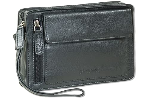 Rimbaldi Original HANDGELENKTASCHE für den Mann Mit HANDSCHLAUFE Weiches Rind-Nappaleder Schwarz von Rimbaldi