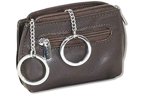Rimbaldi Echt Leder SCHLÜSSELTASCHE der Marke 2 METALLKETTEN Stabile METALLRINGE Erweiterbar für mehrere SCHLÜSSEL Rind-Nappaleder Dunkelbraun von Rimbaldi