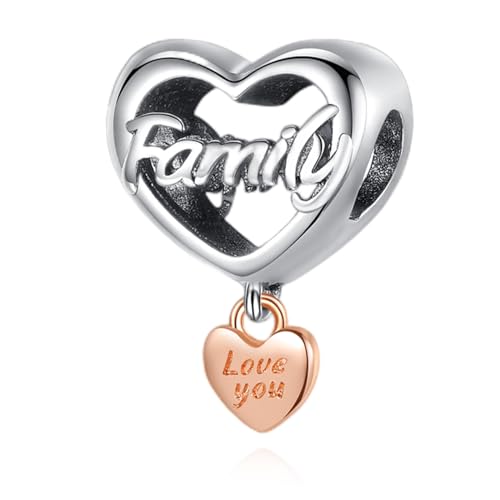 Rimgoris 925 Sterling Silber Charm für Damen Armbänder Halskette Familie Liebe dich Herz Valentinstag Geburtstag Muttertag Geschenk Charms für Damen von Rimgoris