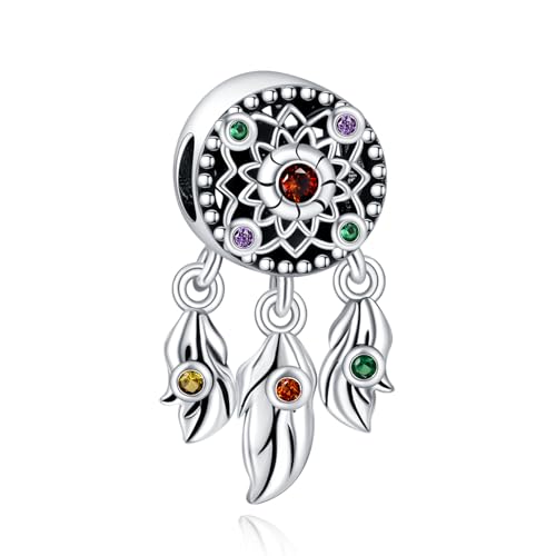 Rimgoris 925 Sterling Silber Feder Dreamcatcher Charm für Frauen Armbänder und Halsketten von Rimgoris