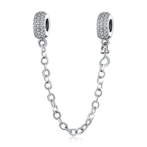 Rimgoris 925 Sterling Silber Charm für Frauen Armbänder Halskette Geburtstag Verschluss Kristall Sicherheitskette Dangle Charm Geschenk von Rimgoris