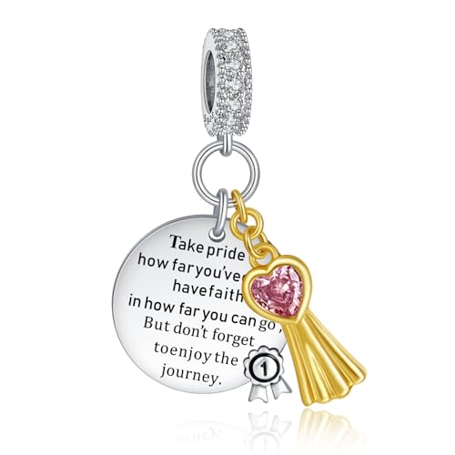 Rimgoris 925 Sterling Silber Charm für Frauen Armbänder Halskette Graduation Double Dangle Charm Frauen Armband Charm von Rimgoris