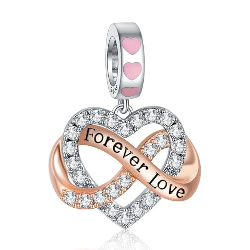 Rimgoris 925 Sterling Silber Charm für Frauen Armbänder Halskette Zwei Ton Sparkling Infinity Heart Dangle Forever Love Charm Frauen Armband Charm Rimgoris 925 Sterling Silber Charm für Frauen Armbänder Halskette Zwei Ton Sparkling Infinity Heart Dangle Forever Love Charm Frauen Armband Charm von Rimgoris