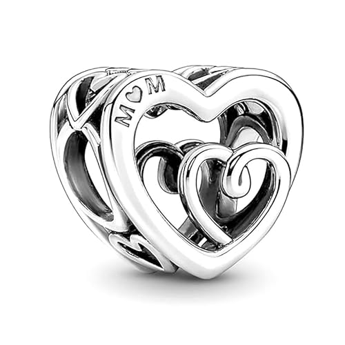 Rimgoris 925 Sterling Silber Charme für Frauen Armbänder Halskette MOM Herz 5A Cubic Zirconia Valentine Muttertag Geschenkanhänger für Frauen Mädchen von Rimgoris