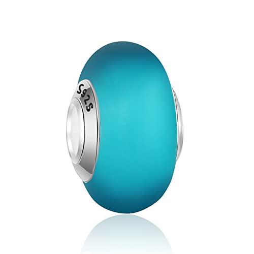 Rimgoris 925 Sterling Silber Charme für Frauen Armbänder Halskette St. Patrick's Day Matte Green Murano Glas Dangle Charms Geschenke von Rimgoris