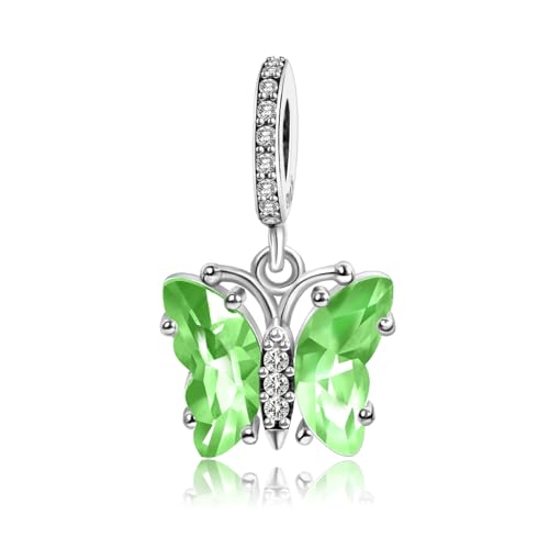 Rimgoris 925 Sterling Silber Charme für Frauen Armbänder Halskette St. Patrick's Day Schmetterling grün Edelstein baumeln Charms Geschenke von Rimgoris