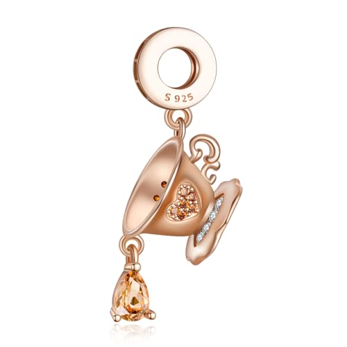 Rimgoris 925 Sterling Silber Charms für Frauen Armbänder Halskette Rose Gold Cuffee Cup Dangle Charms Frauen Armband Charm von Rimgoris