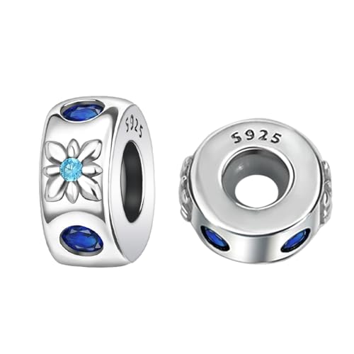 Rimgoris 925 Sterling Silber Damen Armbänder Halskette Blau Schneeflocke Clips Anhänger Damen Armband Charm Muttertag mit Zirkonia 2 Packungen von Rimgoris