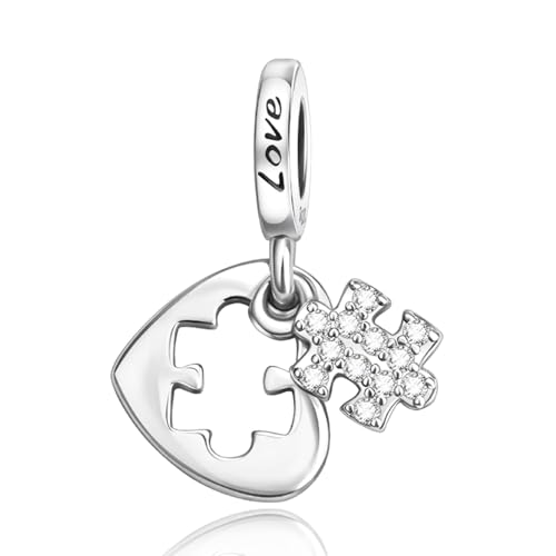 Rimgoris 925 Sterling Silber Damen Armbänder Halskette Puzzle Herz Anhänger Damen Armband Charm Muttertag mit Zirkonia von Rimgoris