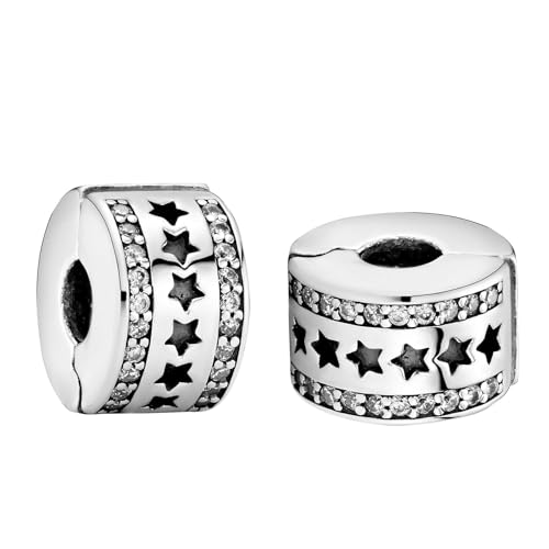 Rimgoris 925 Sterling Silber Damen Armbänder Halskette Stern Clips Anhänger Damen Armband Charm Muttertag mit Zirkonia 2 Packungen von Rimgoris