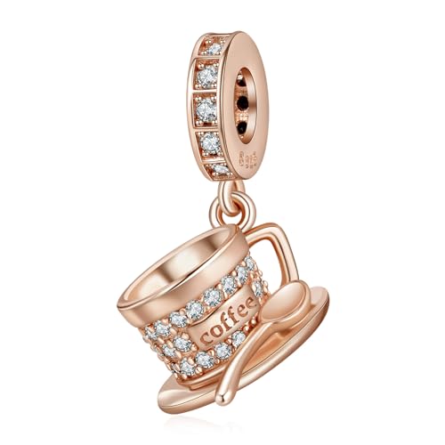 Rimgoris Authentische 925 Sterling Silber Charm für Frauen Armbänder Halskette Rose Gold Coffee Cup Dangle Charms Frauen Armband Charm Geschenk von Rimgoris