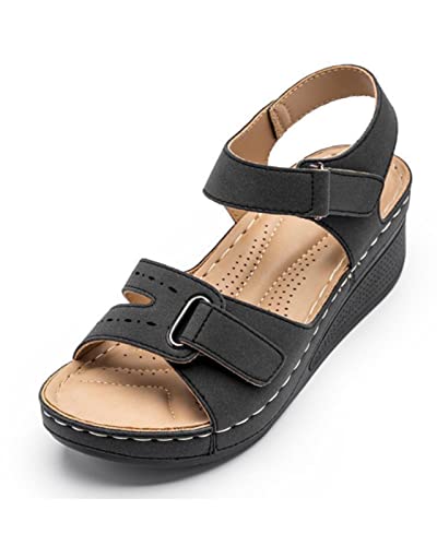 Frauen Sandalen mit offenem Absatz Slope Ferse Schuhe Schäkel Sandalen Knöchel mit hohen Absätzen Peep Toe Party Schuhe von Rimhold