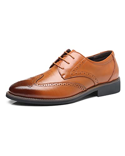 Rimhold Herren Formelle Schuhe Brogues Hochzeitsschuh Lederschnürschuhe Weiche Monk-Schuhe Lässiger Büroschuh Klassische Oxfords gelb 39EU von Rimhold