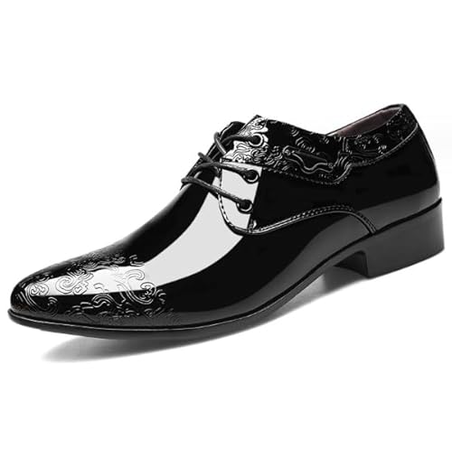 Rimhold Herren formelle Schuhe Business Oxford Schuhe Lackleder Schnürschuhe Klassische Brock Hochzeit Schuhe Schwarz 47eu von Rimhold