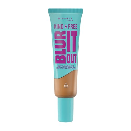 Rimmel London Kind & Free BLUR IT OUT Mattierender Teint, 503 Mocha, Ganztägige Glanzkontrolle, leichtes Make-up mit mattem Finish, 30 ml von Rimmel London