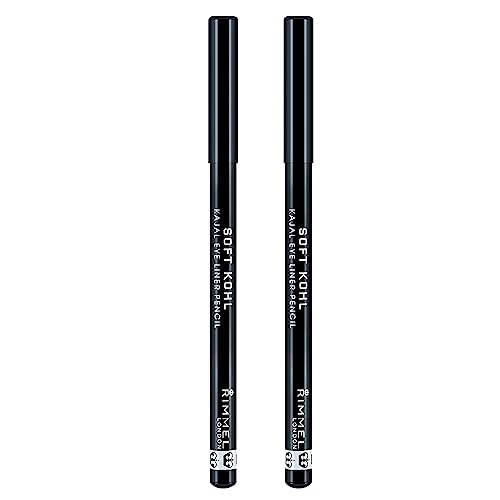 Rimmel London Soft Kohl Kajal Augen-Bleistift, weich, Textur, lange Schiebe, Farbe 061 Jet Black - 2 Bleistifte von Rimmel London