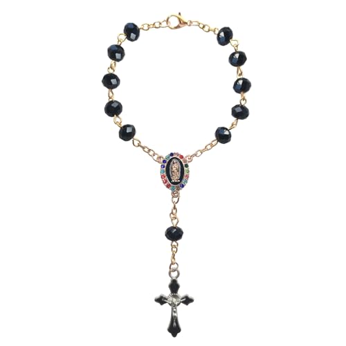 Auto-Rosenkranz zum Aufhängen des Rückspiegels – katholisches religiöses Geschenk mit Jungfrau Maria Charm und Kruzifix, ideales katholisches Rosenkranz-Geschenk für Männer und Frauen (schwarz) von Rimvoe