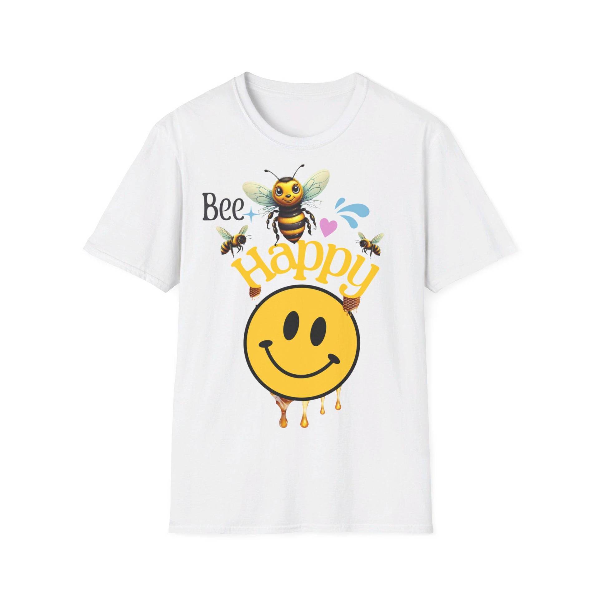 Bee Happy Design-Süße Bienen Illustration Mit Smiley Face Und Inspirierender Botschaft-Perfektes Geschenk Für Positive Vibes Gute Laune von RingDingArt