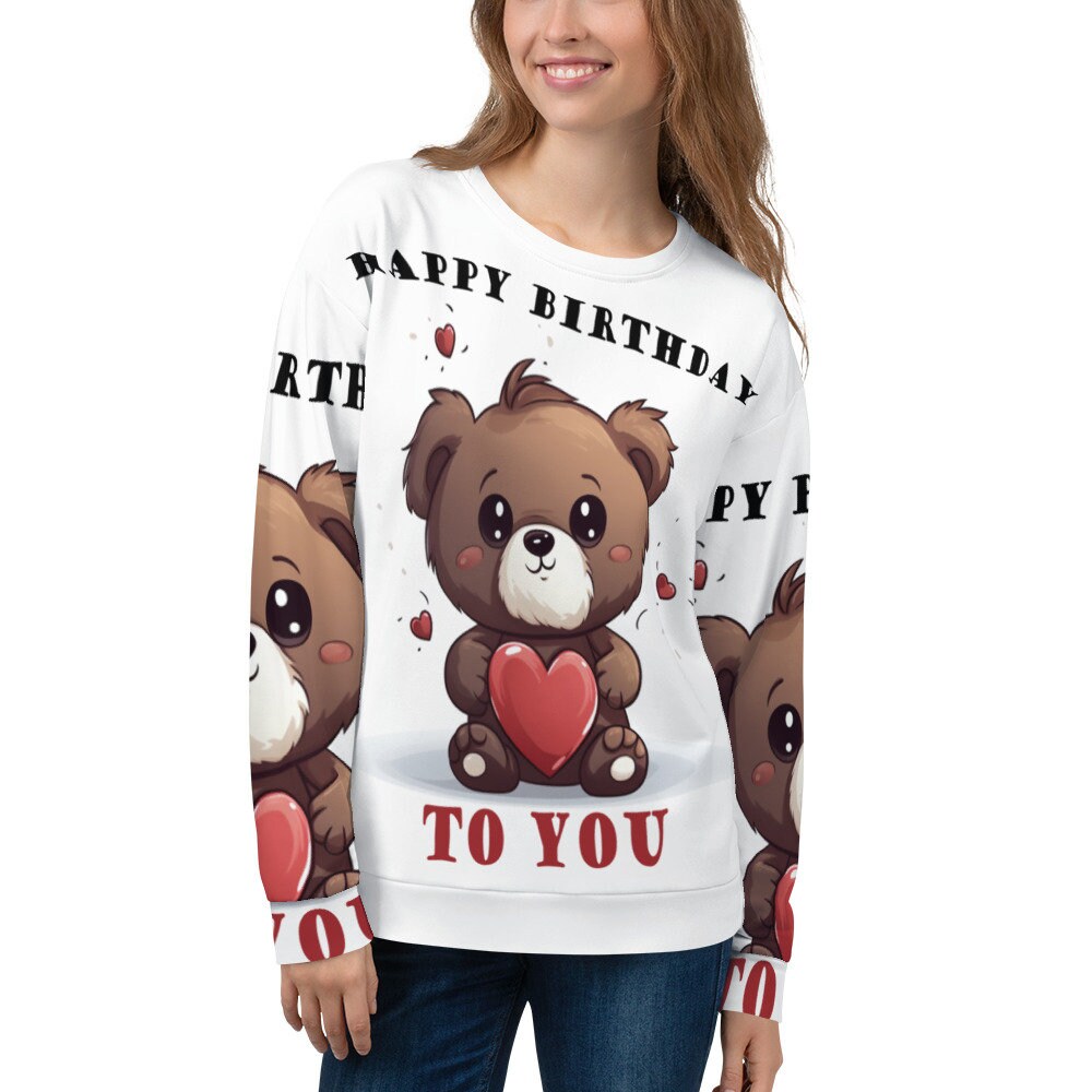 Unisex-Pullover Mit Herz Und Kuschelbär von RingDingArt
