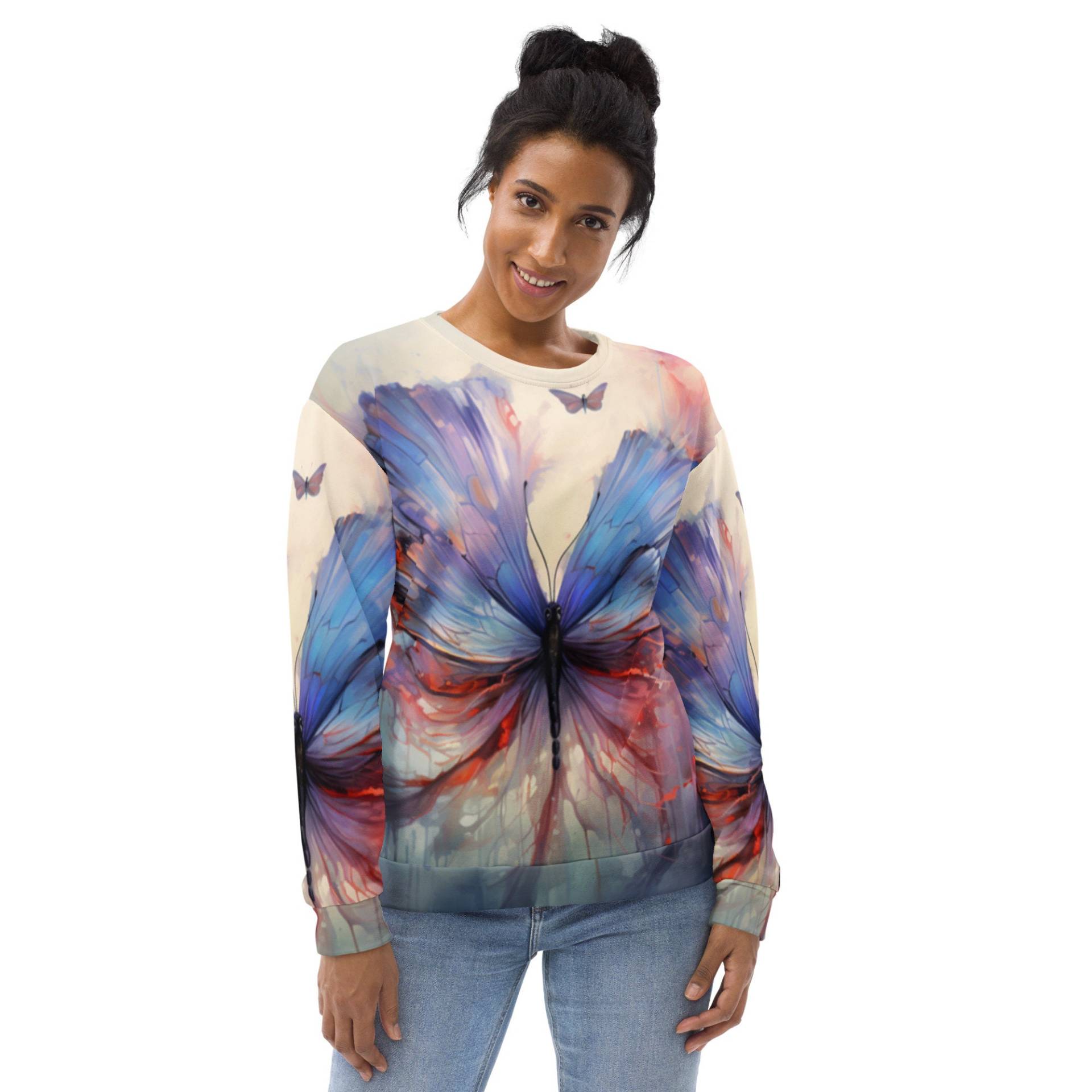 Unisex-Pullover Mit Watercolor Schmetterling von RingDingArt