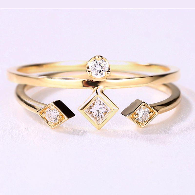 2 Stücke Einzigartige Hochzeit Ring Set Offener Diamant Ring Solitaire Gesetzt Princess Cut Verlobungsring Alternative Promise Stacking Jubiläum von RingOnly