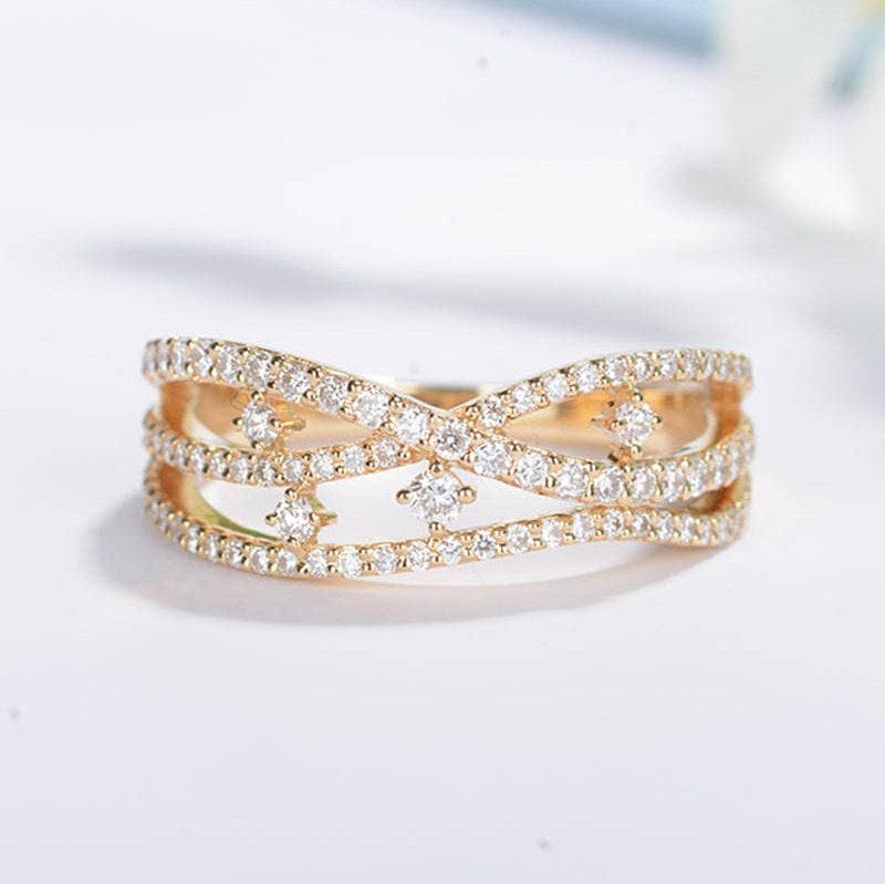 Alternative Diamant-Ehering Aus 585Er Gelbgold 585 Gold Knuckle Halbes Ewigkeitsband Zierliches Versprechen Mikro Pflastern Reihe Jahrestagsgeschenk von RingOnly