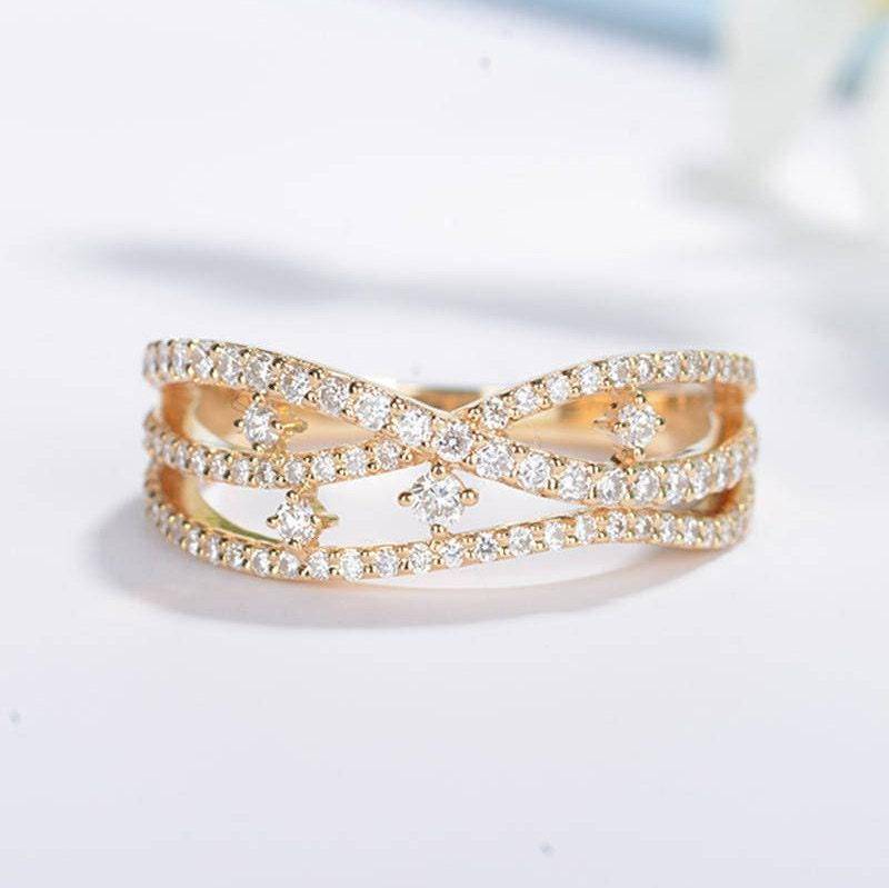 Alternative Diamant-Ehering Aus 585Er Gelbgold 585 Gold Knuckle Halbes Ewigkeitsband Zierliches Versprechen Mikro Pflastern Reihe Jahrestagsgeschenk von RingOnly